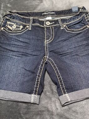 Maurices Navy Blue Denim Rolled-Hem Shorts